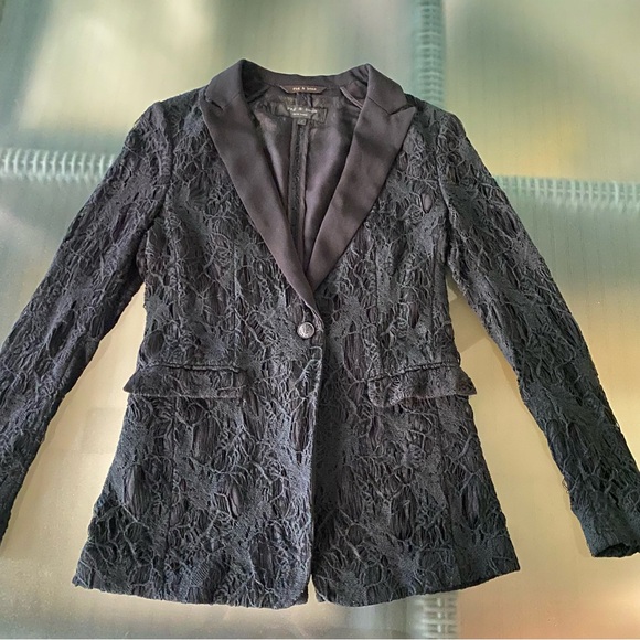 🔥 RAG & BONE . Lace Detailed Tuxedo style Black Blazer. 🔥Size 2 … GORGEOUS! 🔥 - Picture 10 of 17